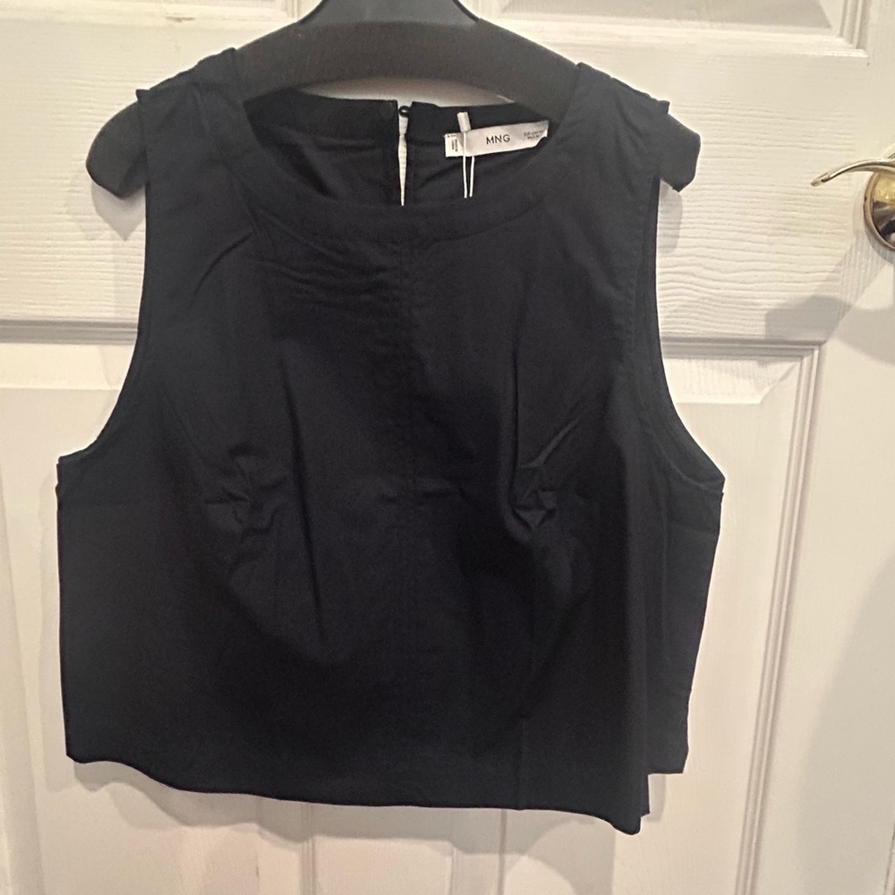 Mango navy Sleeveless Crop Top